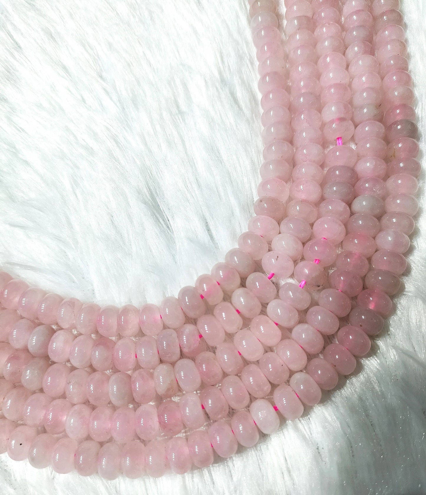 Rose Quartz Rondelle Beads | Crystal Beads for Jewelry