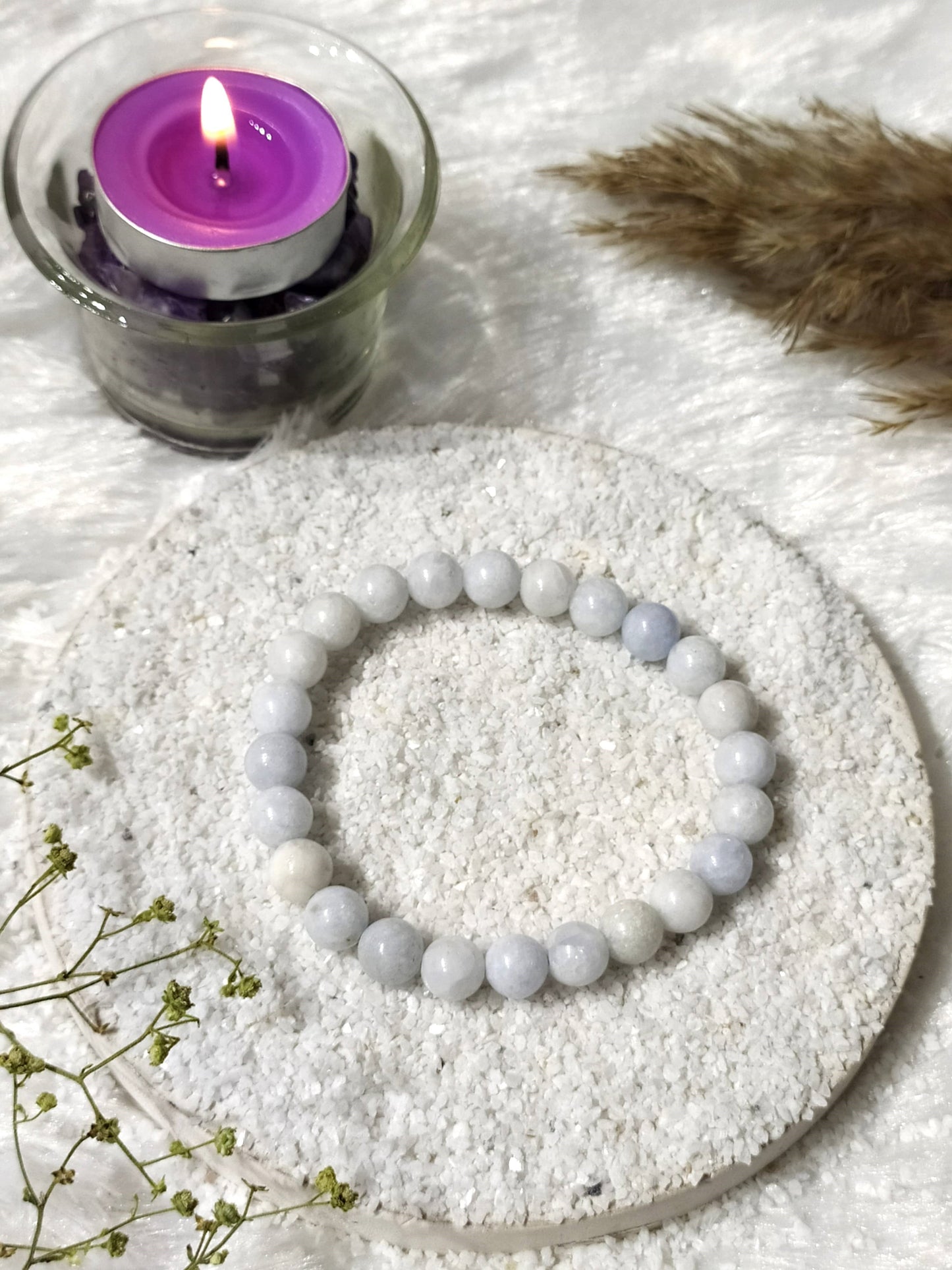 Blue Celestite | Round Beads Bracelet | Gemstone Bracelet