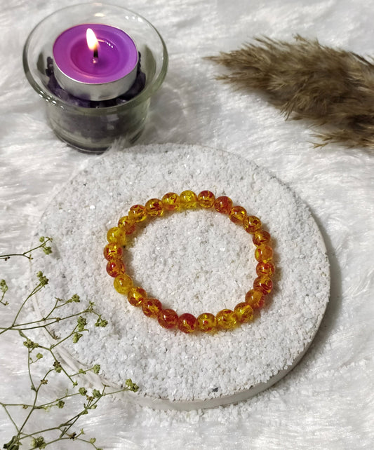 Amber Dyed | Round Beads Bracelet | Gemstone Bracelet