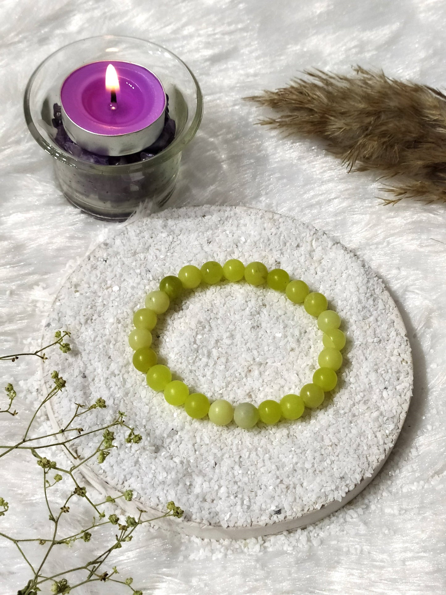 Lemon Quartz | Round Beads Bracelet | Gemstone Bracelet