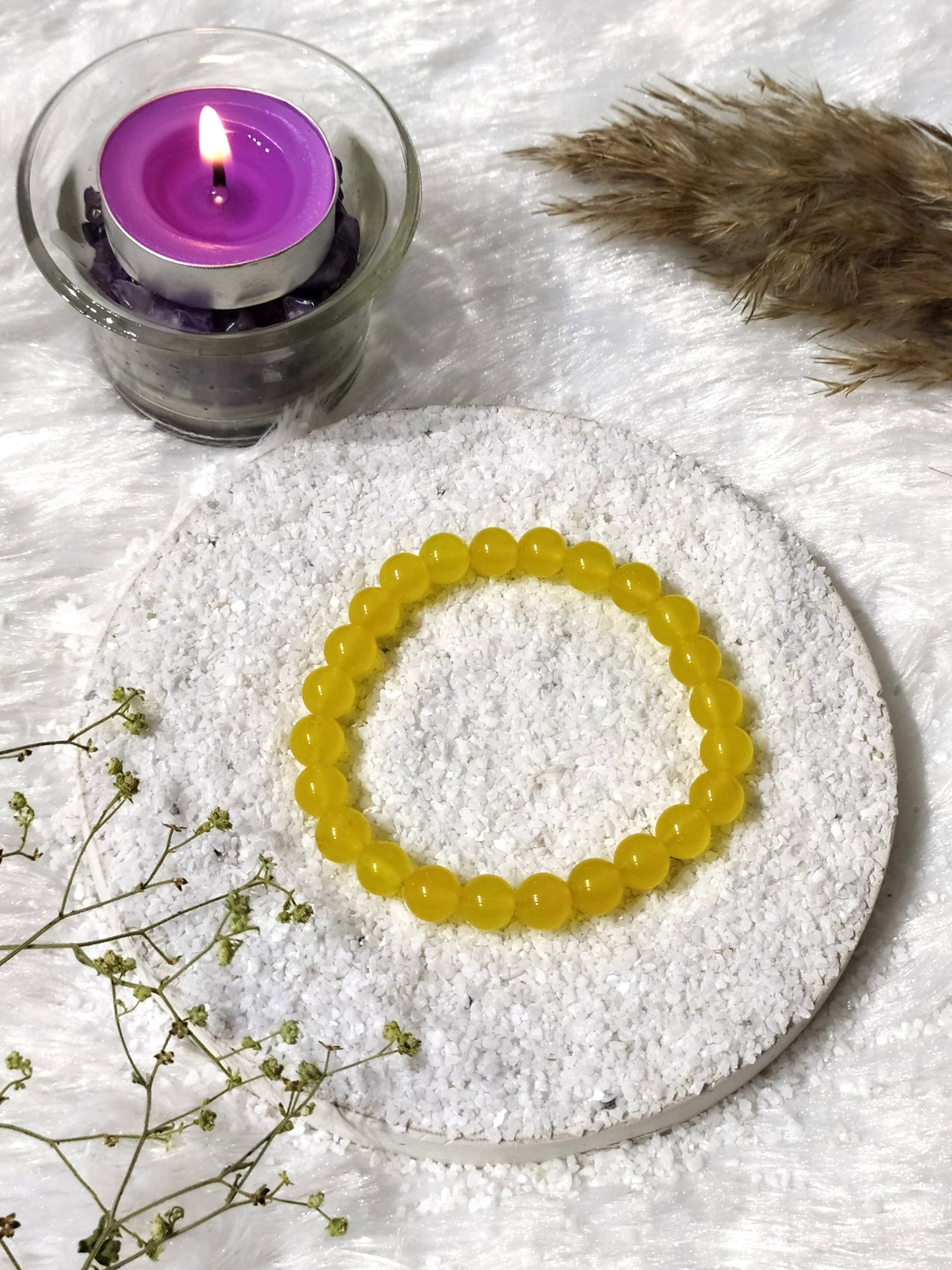 Yellow Jade | Round Beads Bracelet | Gemstone Bracelet