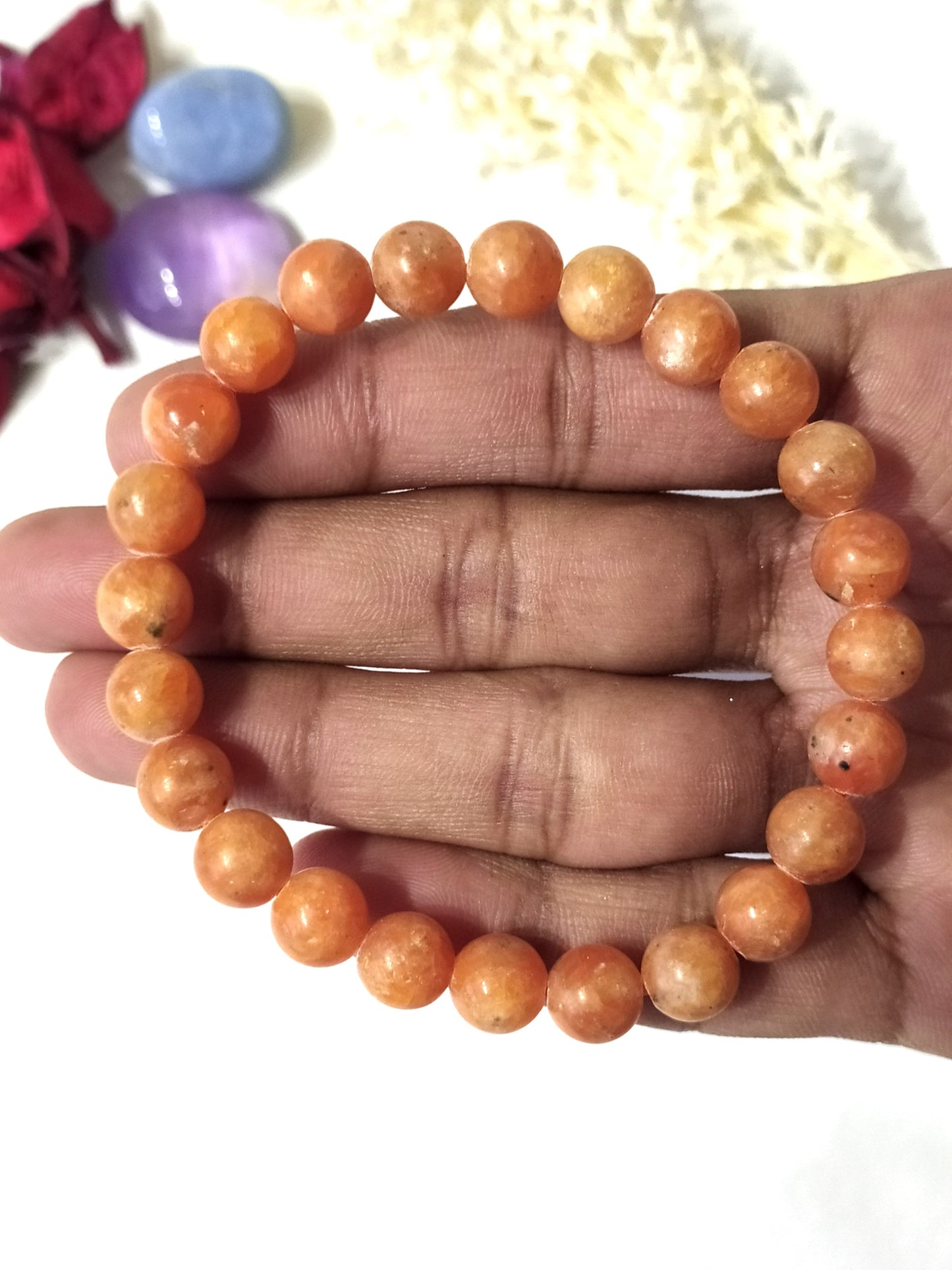Orange Calcite | Round Beads Bracelet | Gemstone Bracelet