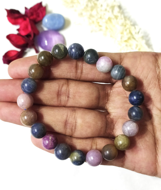 Multi Sapphire | Round Beads Bracelet | Gemstone Bracelet
