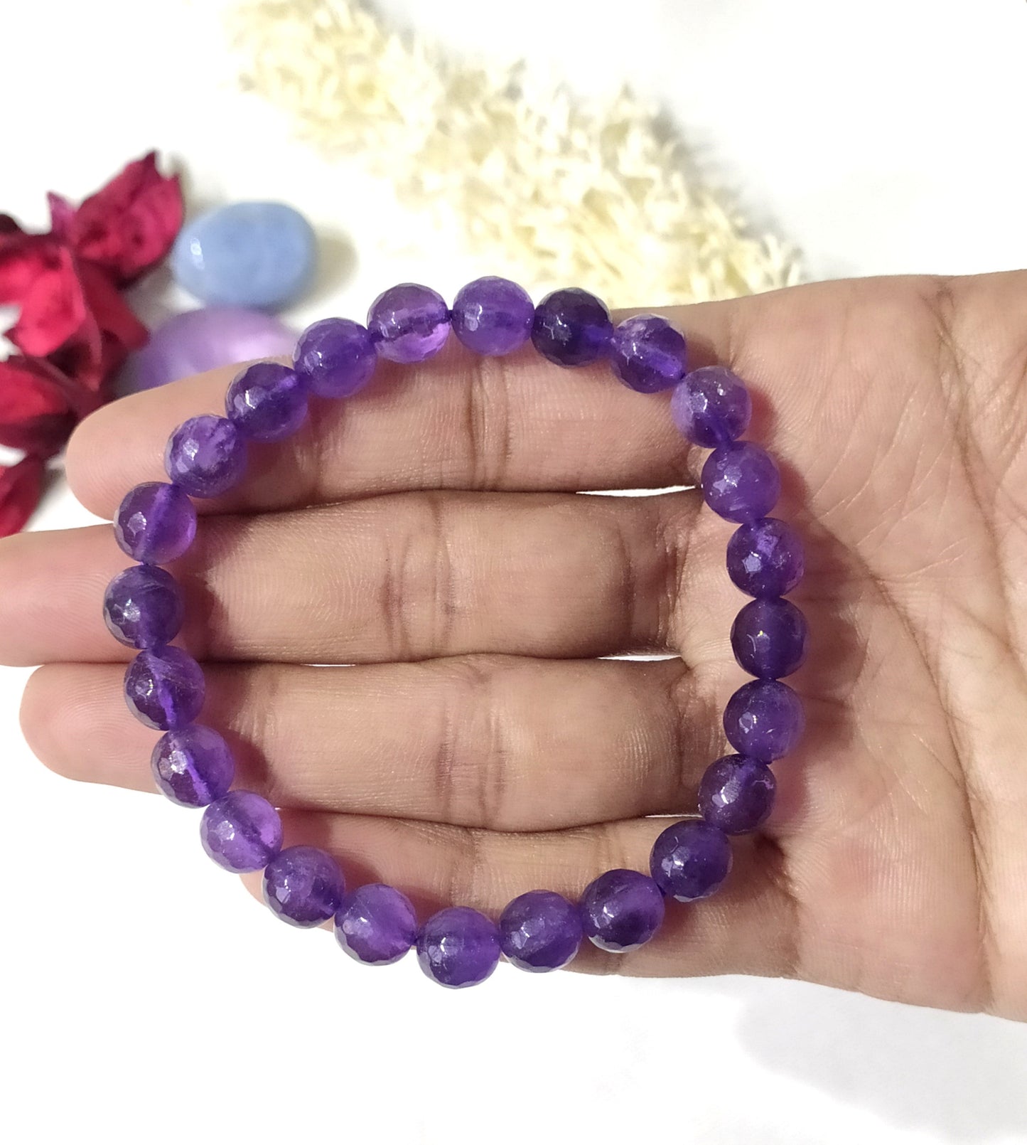 Amethyst Faceted Beads Bracelet | Crystal Bracelet