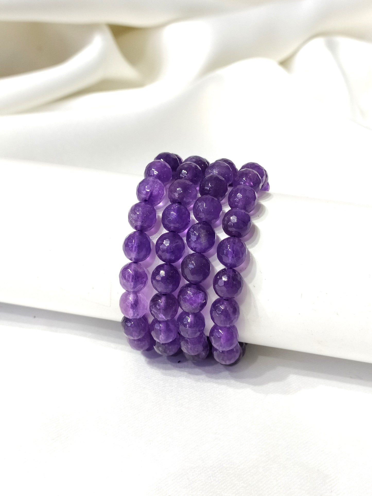 Amethyst Faceted Beads Bracelet | Crystal Bracelet