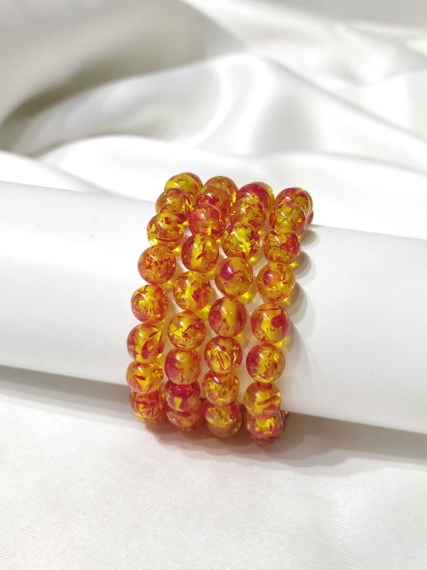 Amber Dyed | Round Beads Bracelet | Gemstone Bracelet