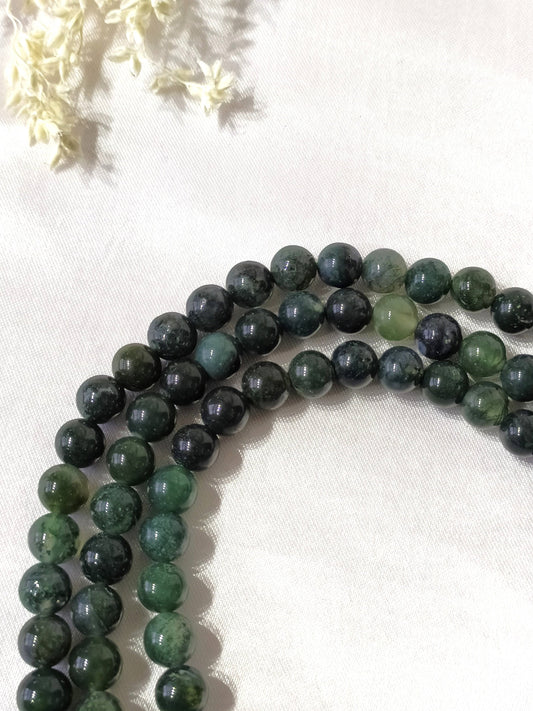 Moss Agate | Gemstone Mala | 108 Prayer Bead Mala | Prayer Mala