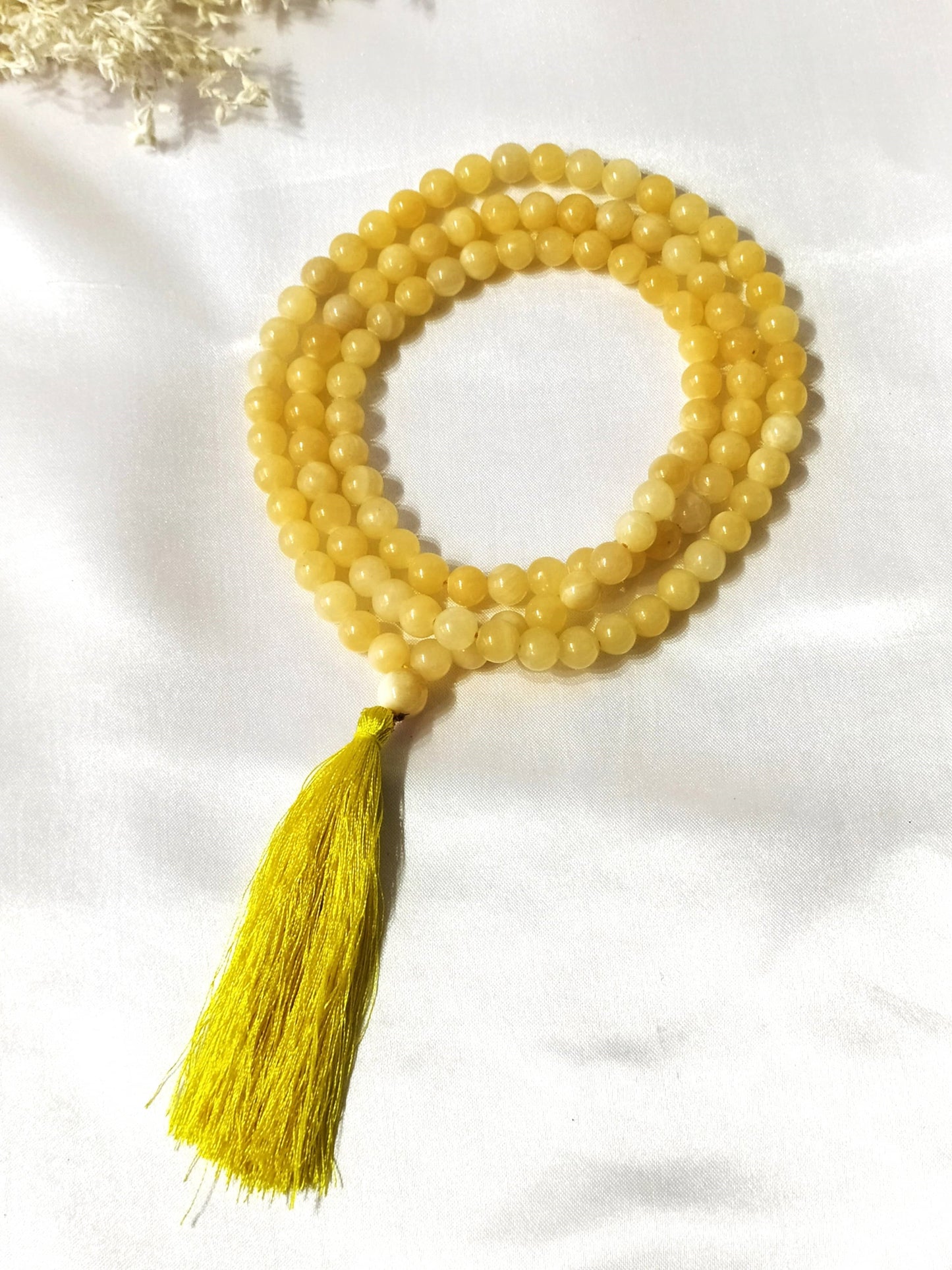 Honey Calcite | Gemstone Mala | 108 Prayer Bead Mala | Prayer Mala