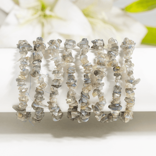 Labradorite Gemstone Chip Bracelet.