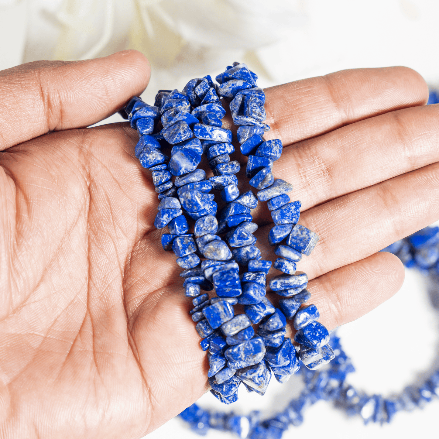 Lapis Lazuli Gemstone Chip Bracelet.