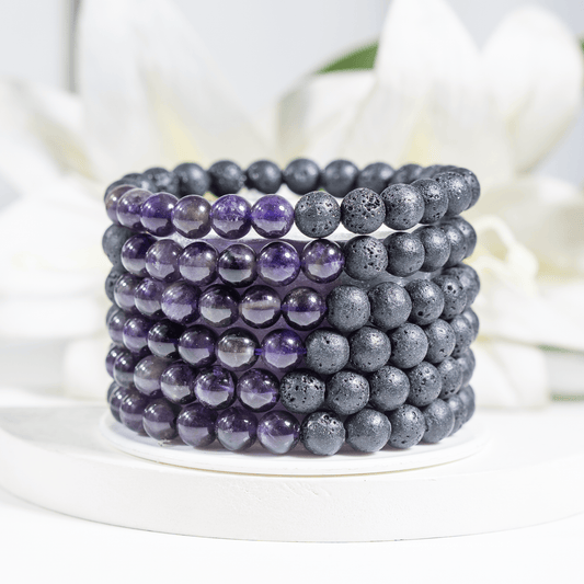 Lava with Amethyst Beads Diffuser Bracelet