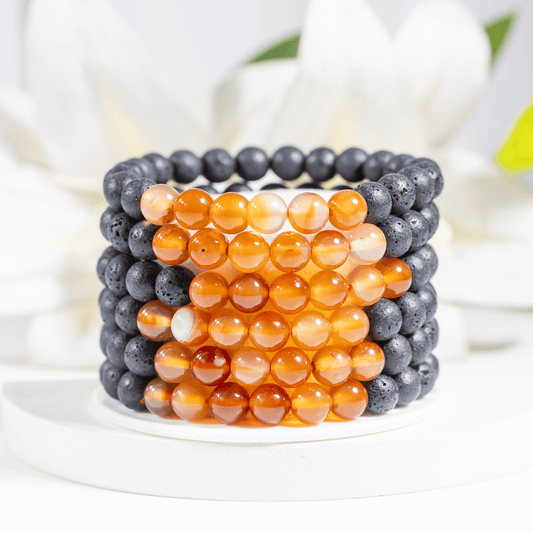 Lava with Carnelian Beads Diffuser Bracelet