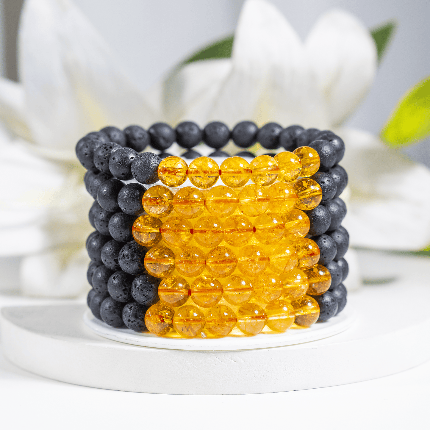 Lava with Citrine Beads Diffuser Bracelet