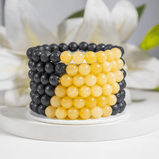 Lava with Honey Calcite Beads Diffuser Bracelet