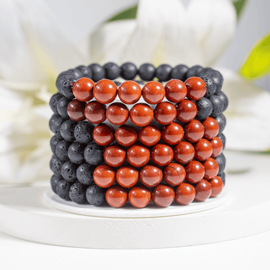 Lava with Red Jasper Diffuser Bracelet