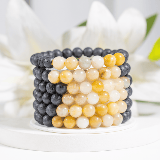 Lava with Yellow Aventurine Diffuser Bracelet