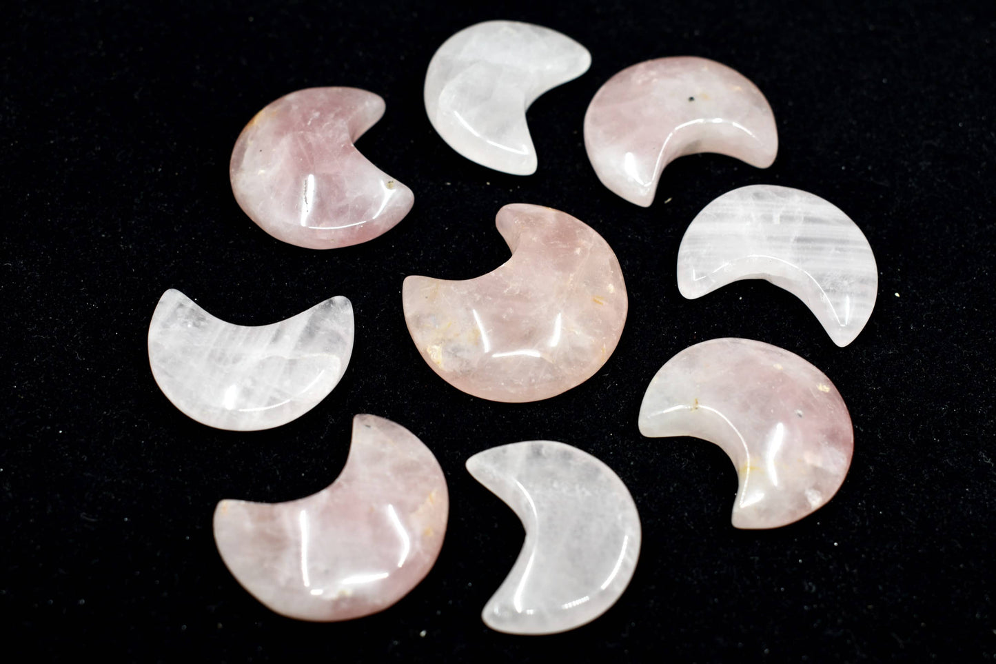 Rose Quartz Polished Crystal Moons