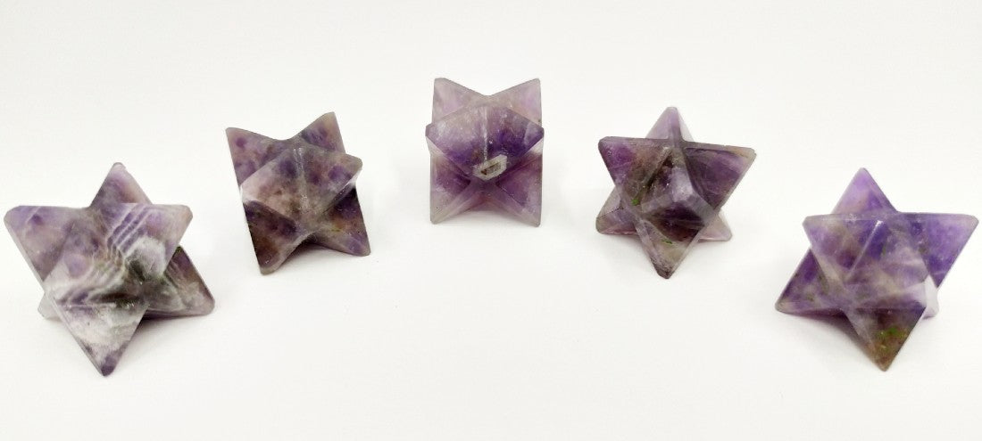 Amethyst Merkaba Stars