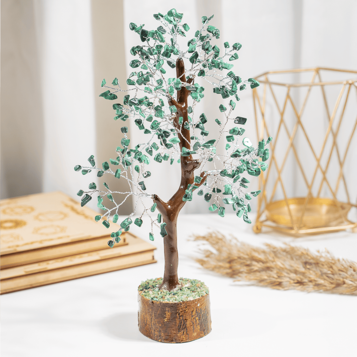 Malachite Crystal Tree With 300 Natural Crystal Chips