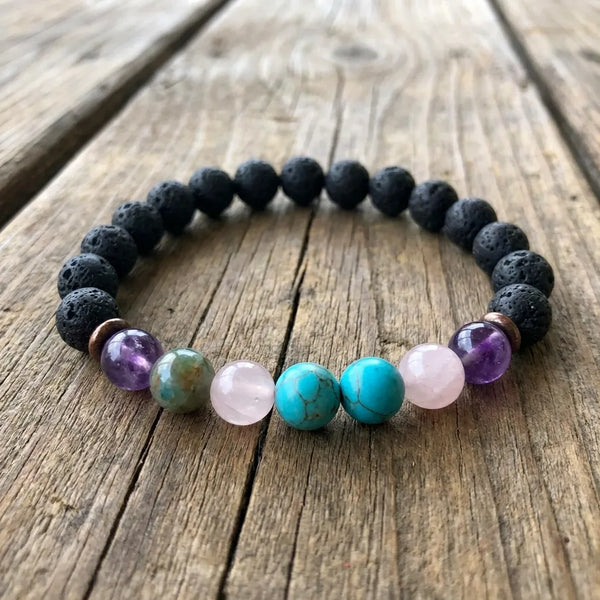 Mixed Crystal + Lava Bracelets