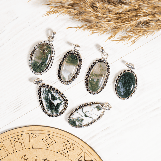 Moss Agate Pendant | Crystal Jewelry | Natural Gemstone Pendant | Crystal Charm Jewelry | Boho Pendant