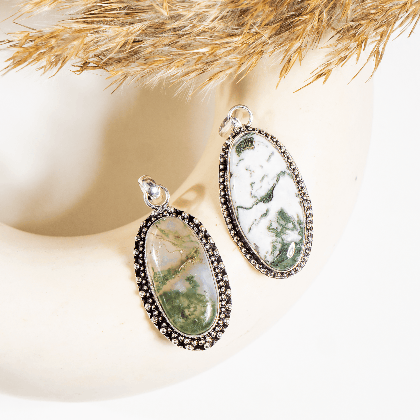 Moss Agate Pendant | Crystal Jewelry | Natural Gemstone Pendant | Crystal Charm Jewelry | Boho Pendant