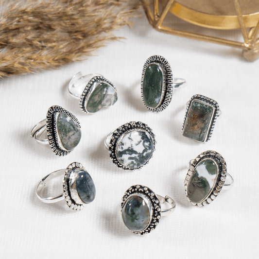 Moss Agate Ring | Adjustable Ring | Gemstone Ring  | Boho Ring | Gemstone Ring