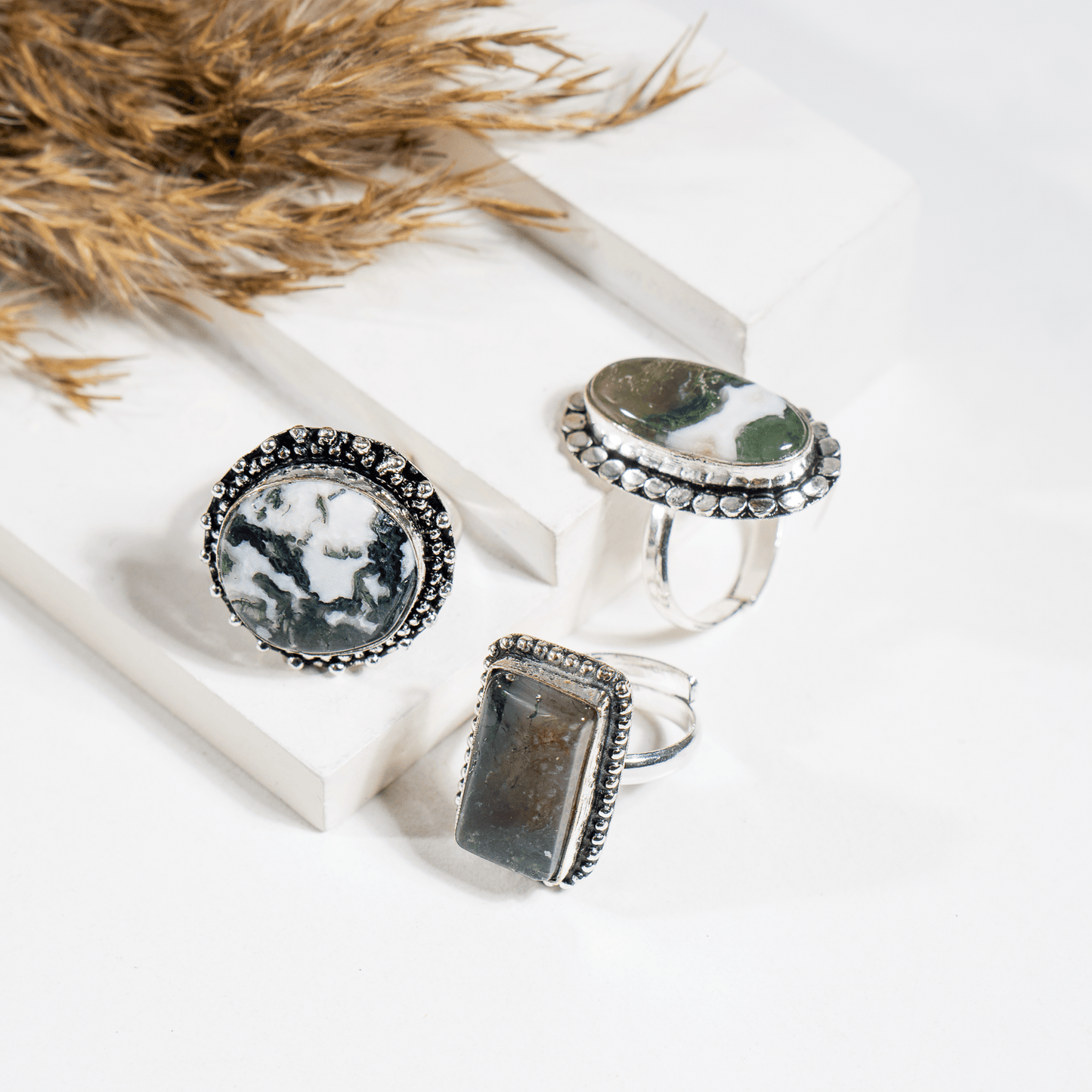Moss Agate Ring | Adjustable Ring | Gemstone Ring  | Boho Ring | Gemstone Ring