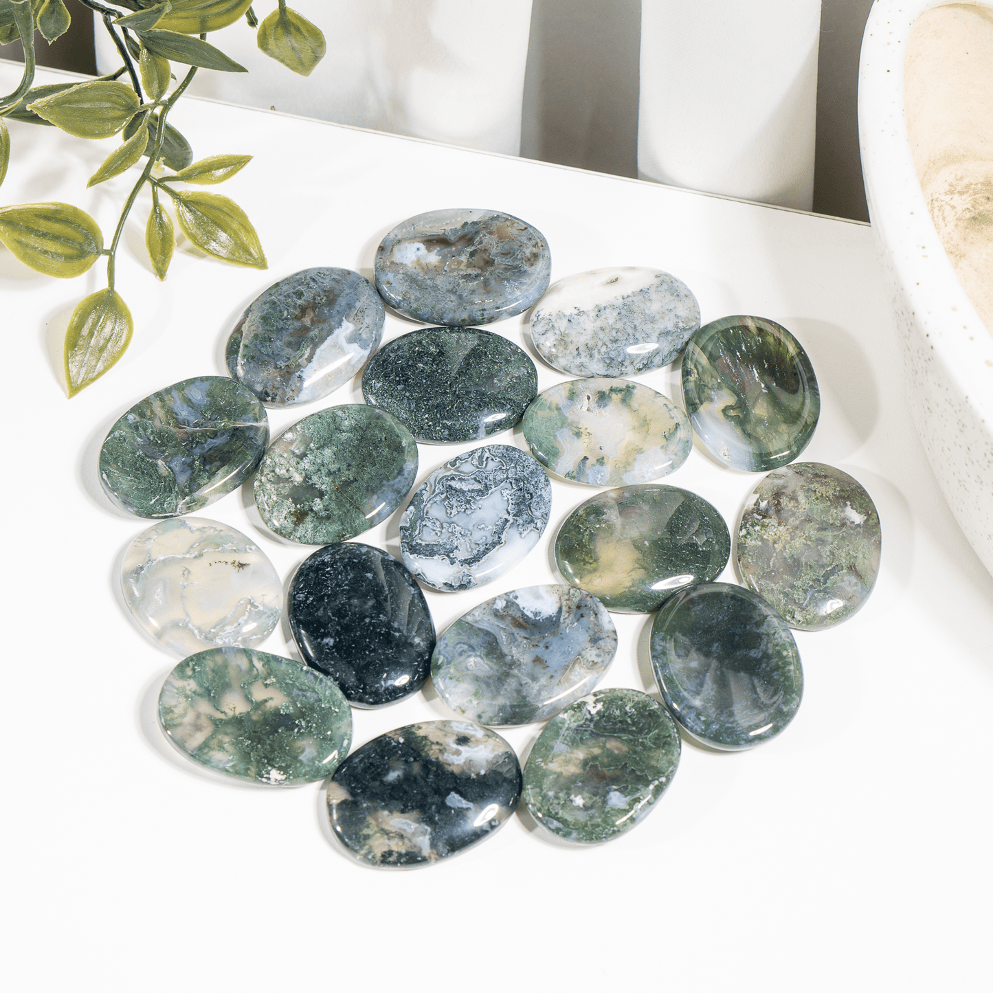 Moss Agate Worry Stones