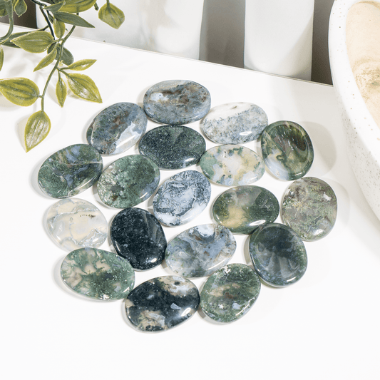 Moss Agate Worry Stones