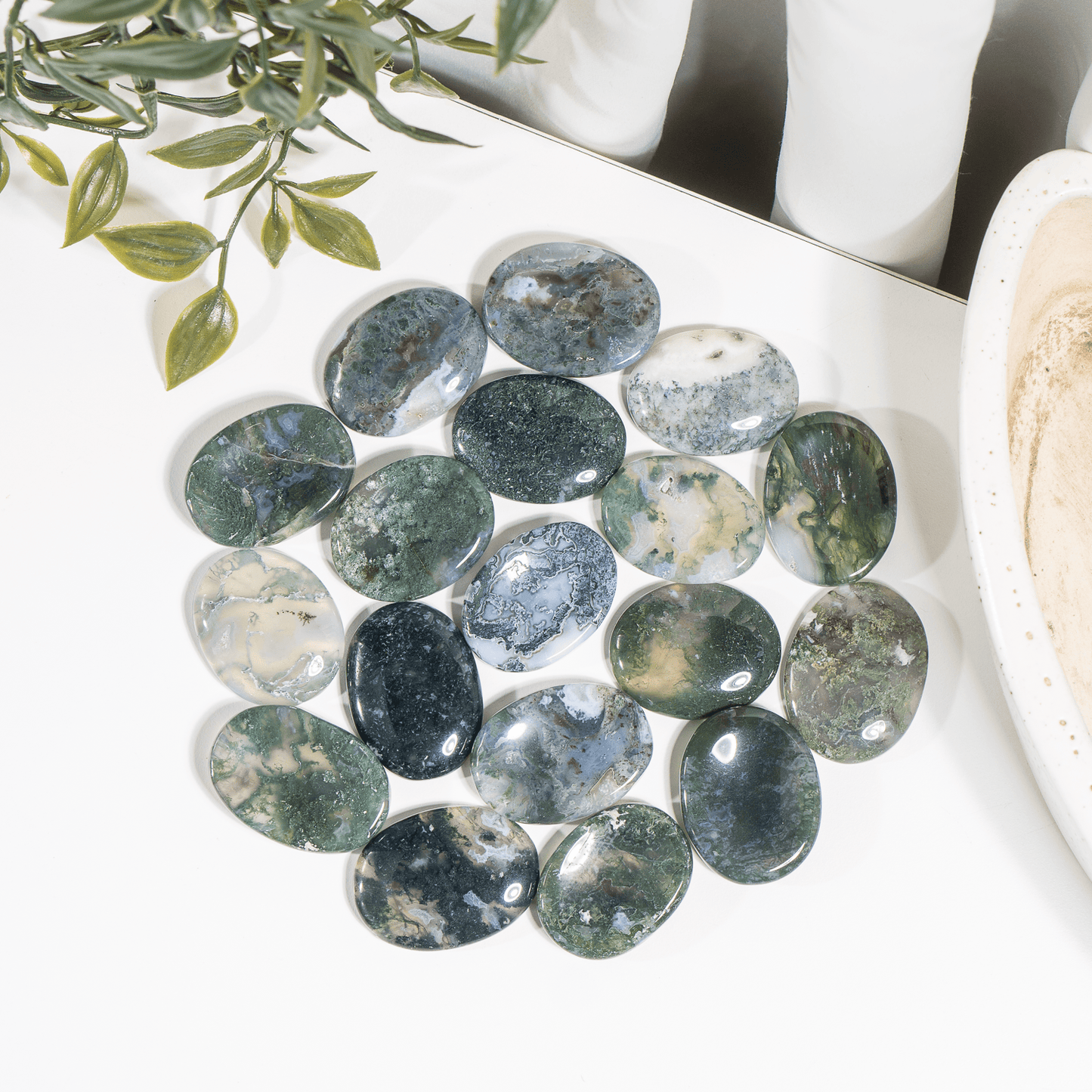 Moss Agate Worry Stones