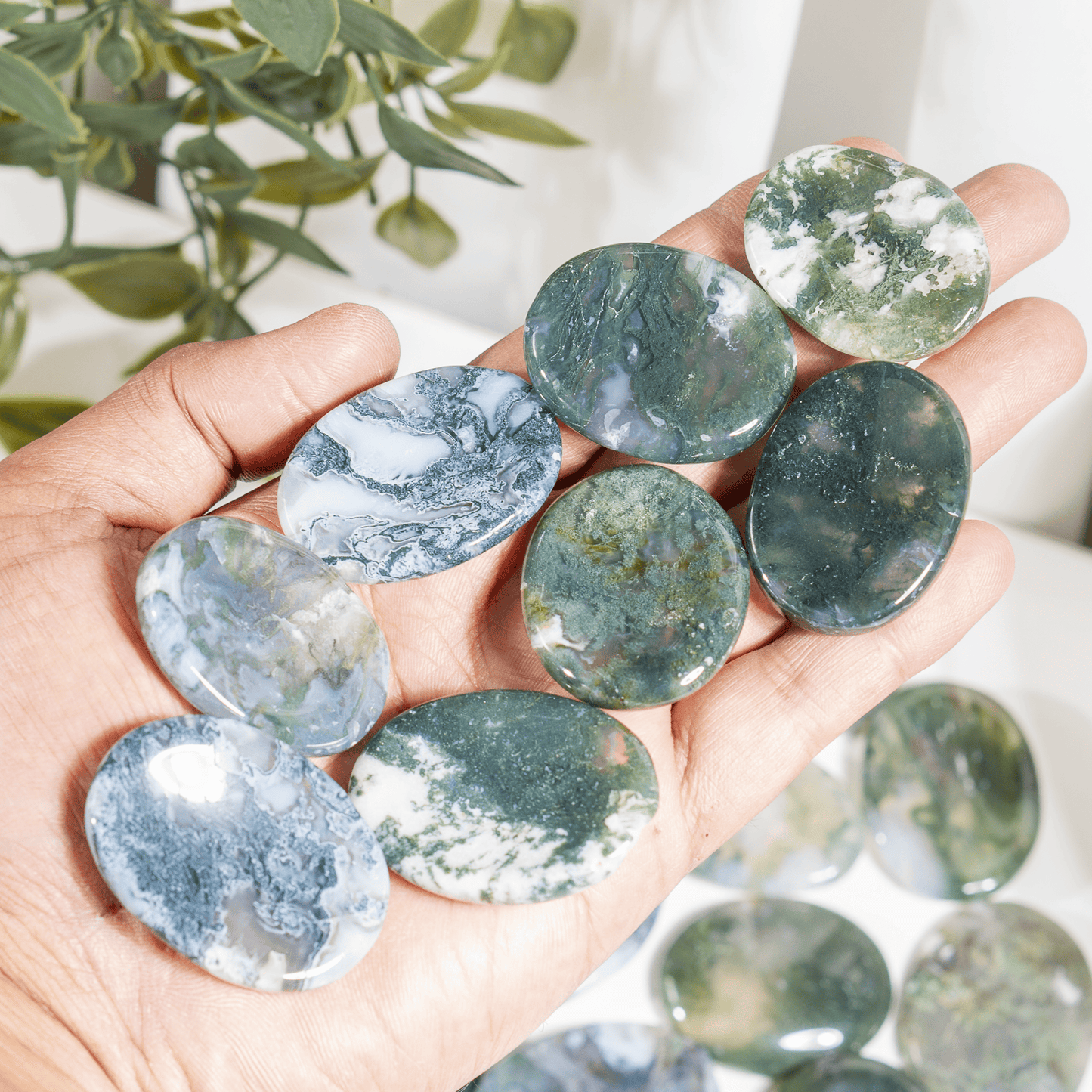 Moss Agate Worry Stones