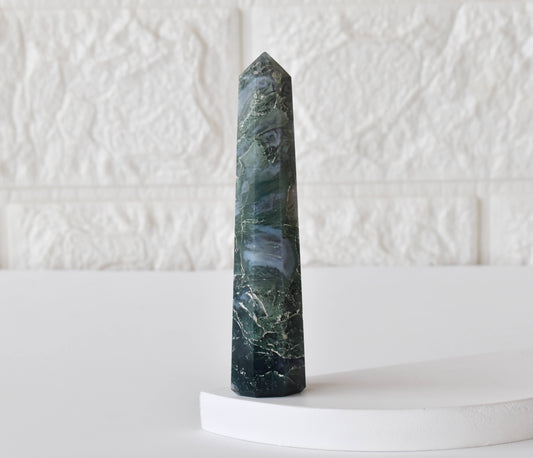 1kg Moss Agate Obelisk Tower Point (8-10Pcs)