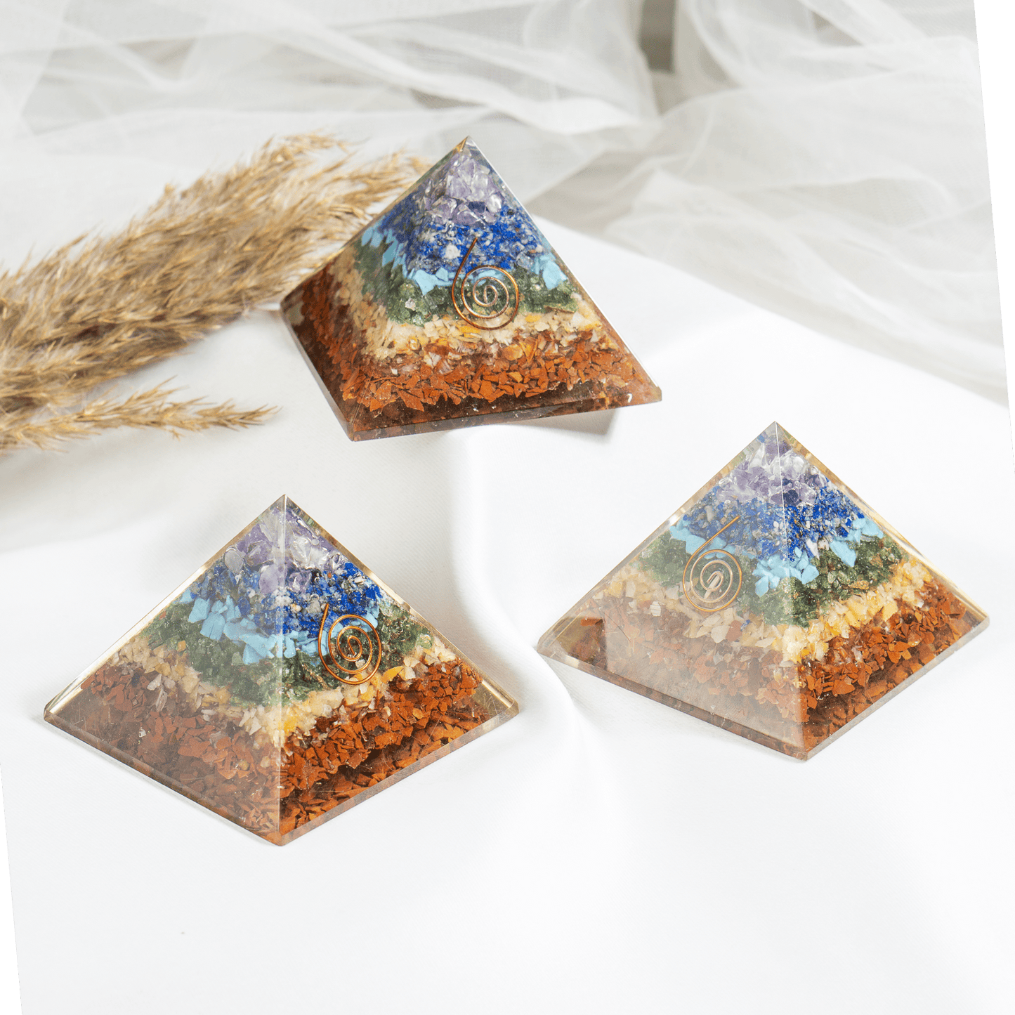 7 Chakra Orgone pyramid With Clear Quartz Crystal Pencil
