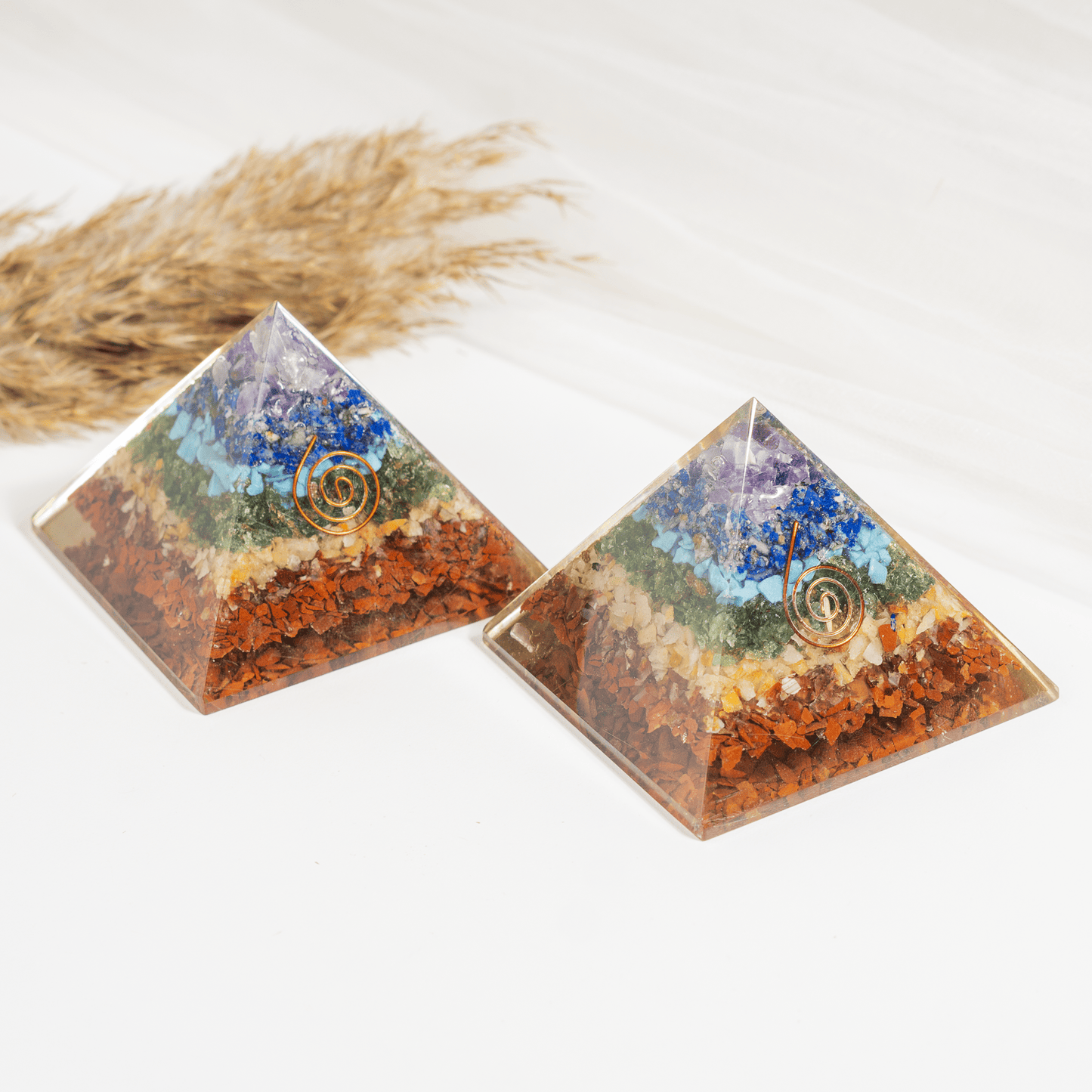 7 Chakra Orgone pyramid With Clear Quartz Crystal Pencil