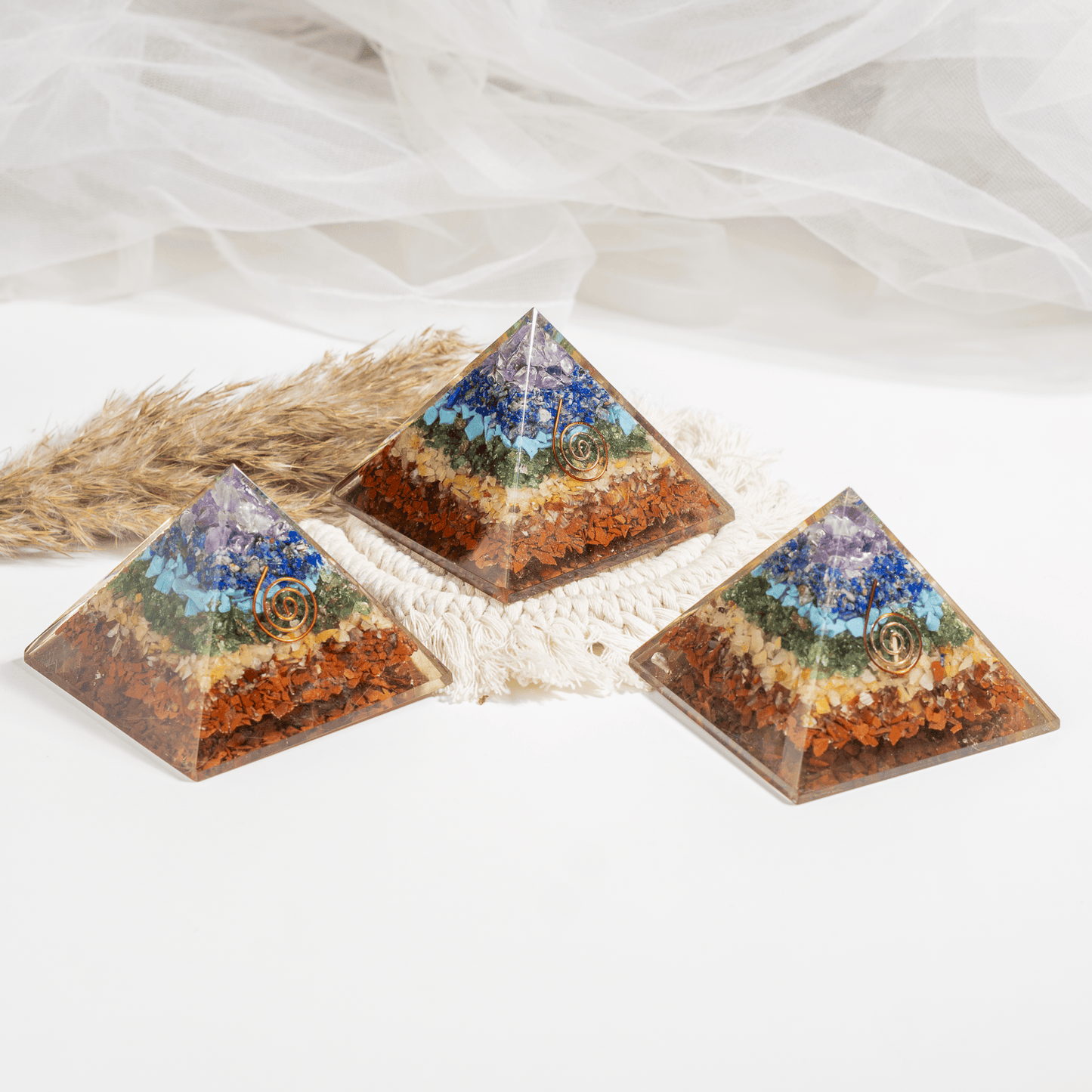 7 Chakra Orgone pyramid With Clear Quartz Crystal Pencil