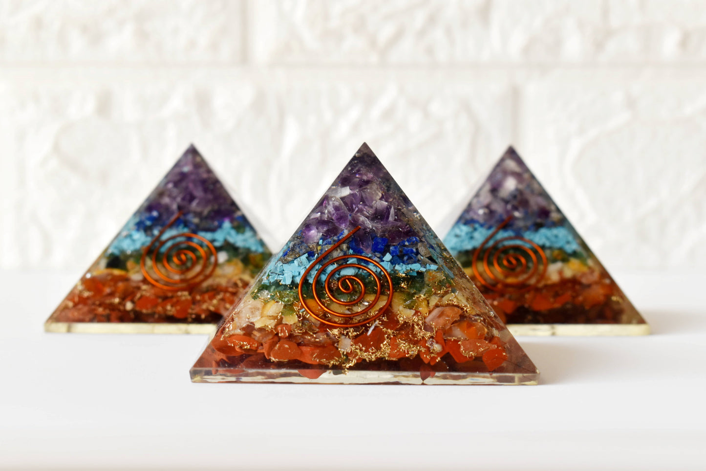 7 Chakra Orgone pyramid With Clear Quartz Crystal Pencil