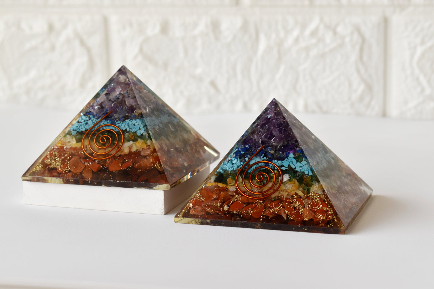 7 Chakra Orgone pyramid With Clear Quartz Crystal Pencil