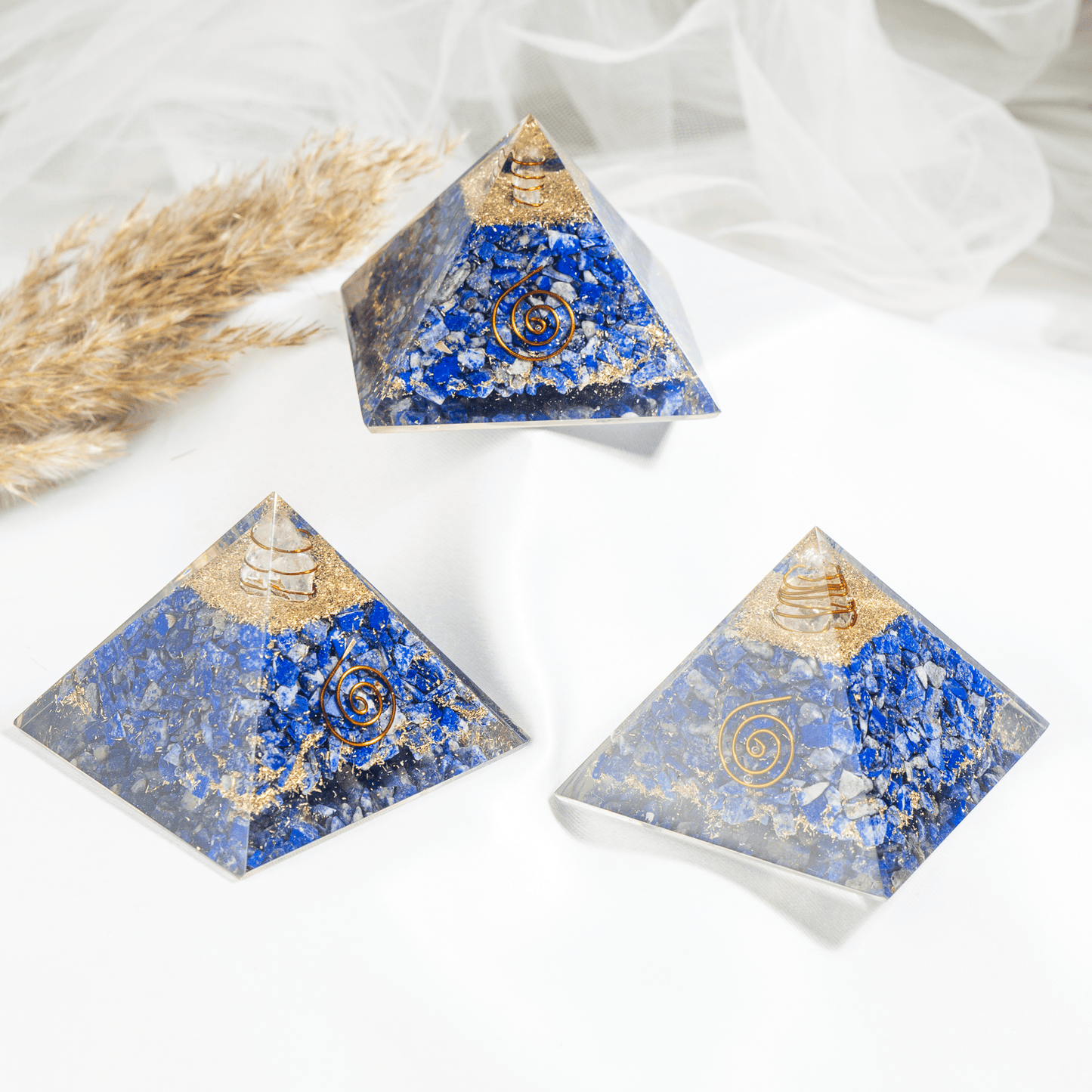 Lapis Lazuli Orgone pyramid with Clear Quartz Crystal Pencil