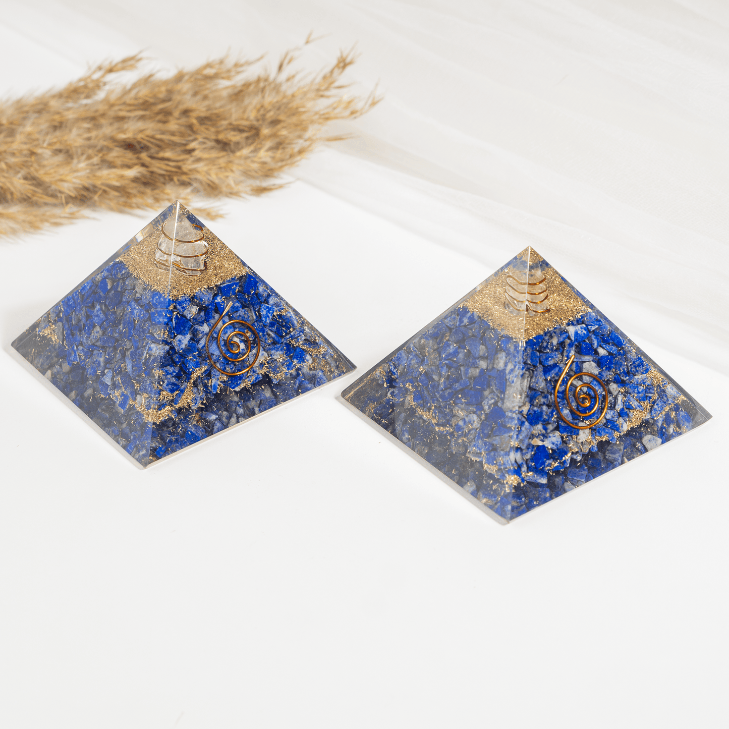 Lapis Lazuli Orgone pyramid with Clear Quartz Crystal Pencil