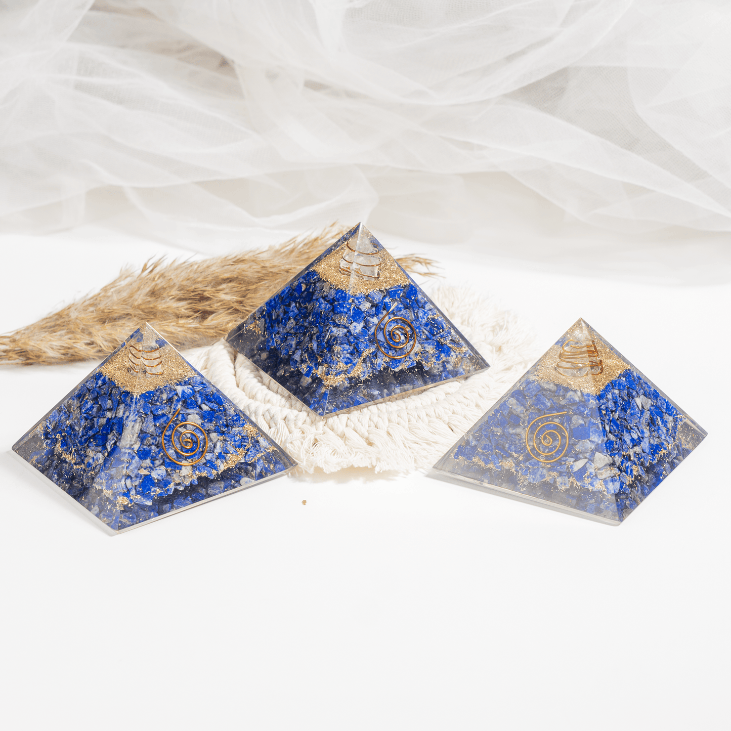 Lapis Lazuli Orgone pyramid with Clear Quartz Crystal Pencil