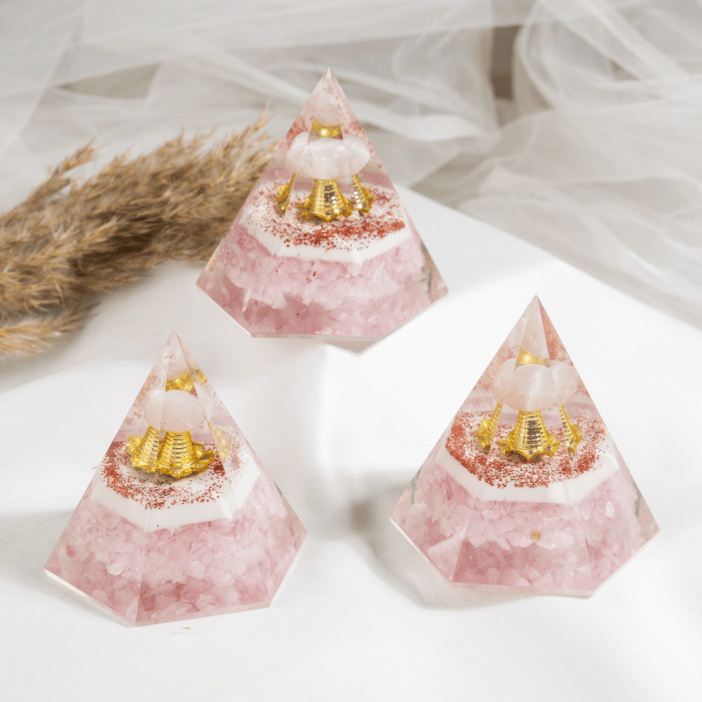 Orgone Pyramid | Rose Quartz Pyramid | Crystal Energy Pyramid
