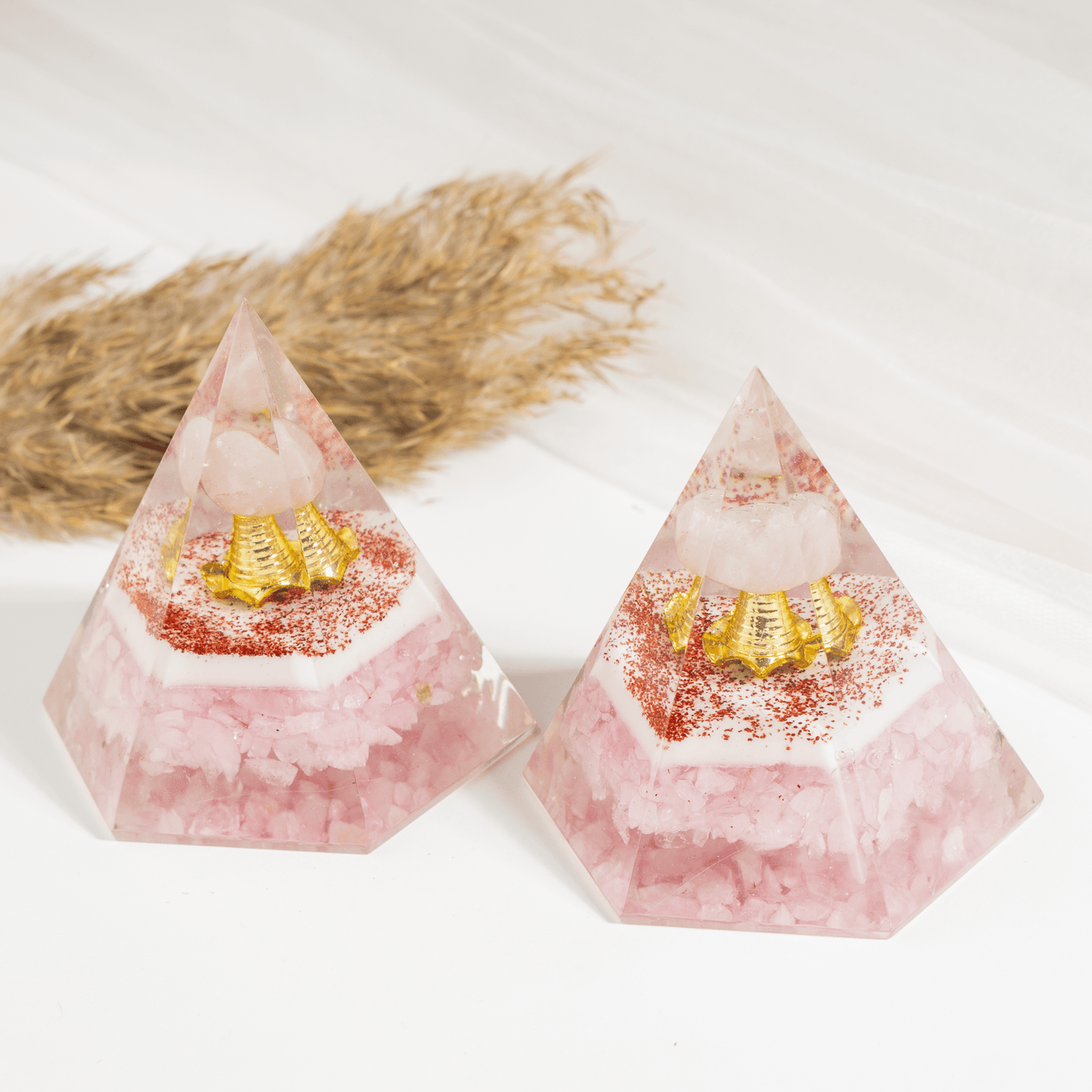 Orgone Pyramid | Rose Quartz Pyramid | Crystal Energy Pyramid