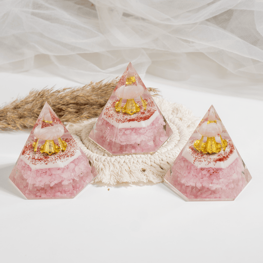 Orgone Pyramid | Rose Quartz Pyramid | Crystal Energy Pyramid
