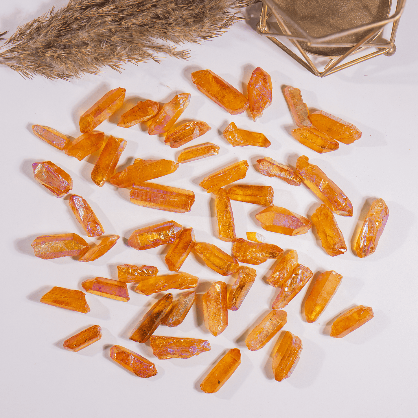 Orange Aura Quartz Points – Raw Aura Quartz Crystal Points, Natural Orange Quartz Healing Crystals