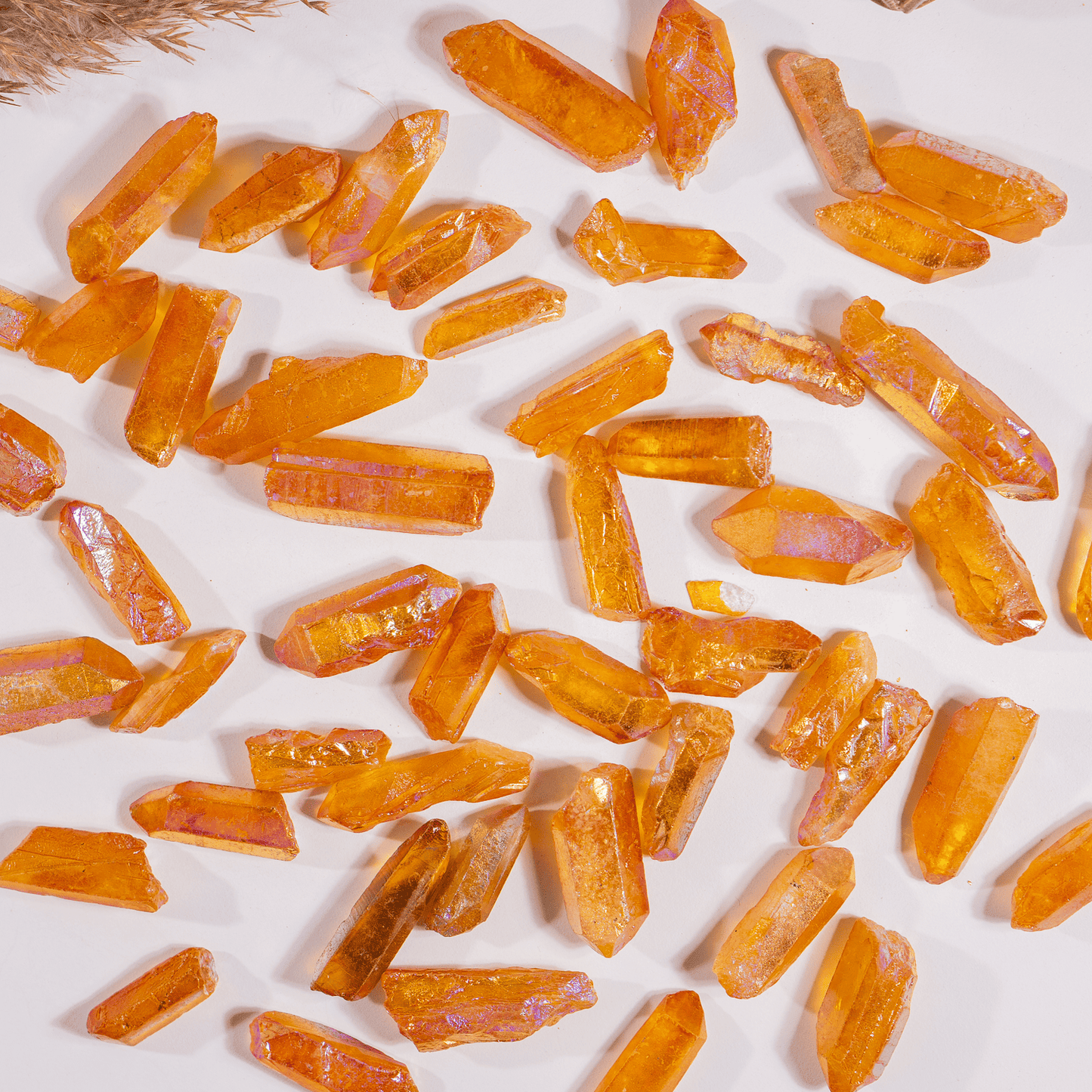 Orange Aura Quartz Points – Raw Aura Quartz Crystal Points, Natural Orange Quartz Healing Crystals