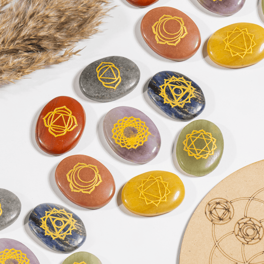 Chakra Crystals Set, Oval Reiki 7 Chakra Stones Set