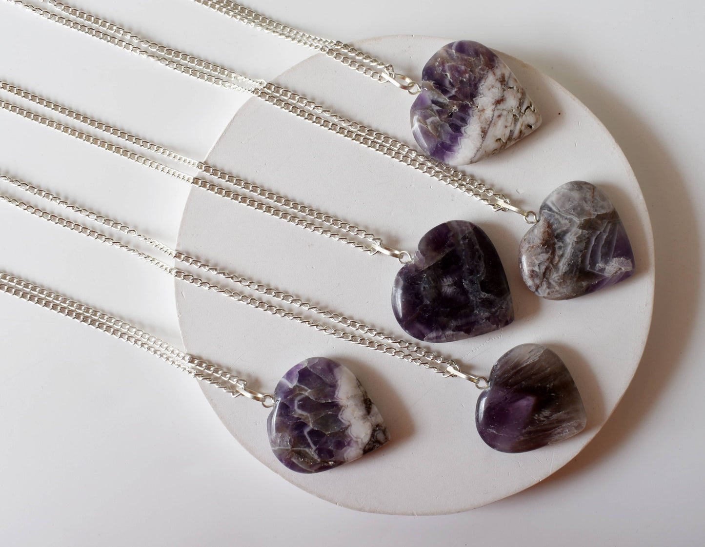 Amethyst Crystal Heart Pendant