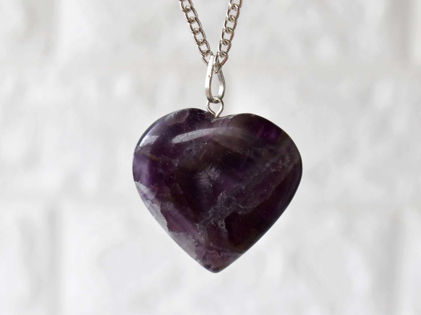 Amethyst Crystal Heart Pendant