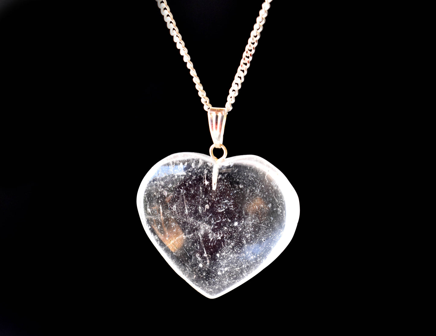 Clear Quartz Crystal Heart Pendant